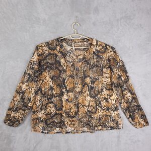 Free People Out For The Night Semi Sheer Blouse Snake Combo Size M/L Brown Boho